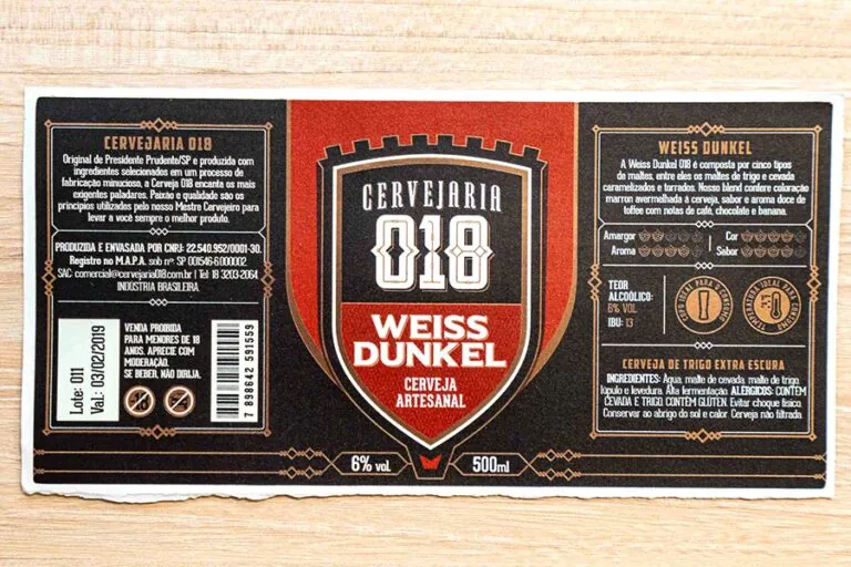 rótulo para cervejas da cervejaria 018